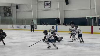 Going hard to the net…getting in position and cleaning up the loose rebound for a goal! Image