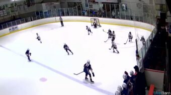 Takes the stretch pass…uses speed and puck protection…draws the penalty and strong enough to get the shot off high blocker side for the goal! Image